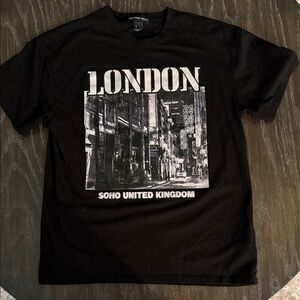 London Soho United Kingdom Black Graphic T-Shirt